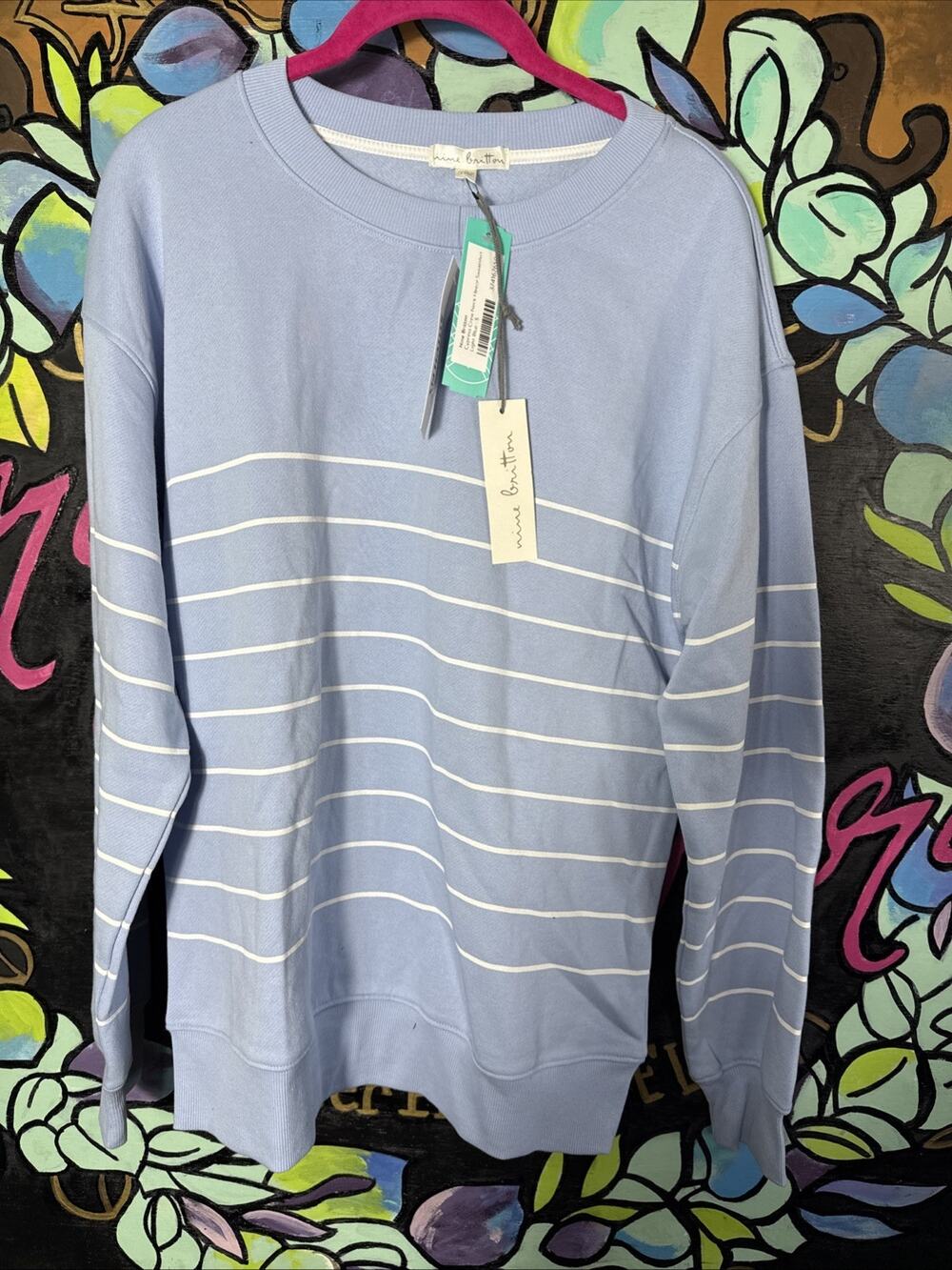 Nine Britton Cypress Crewneck Fleece Sweatshirt, Light Blue, Small